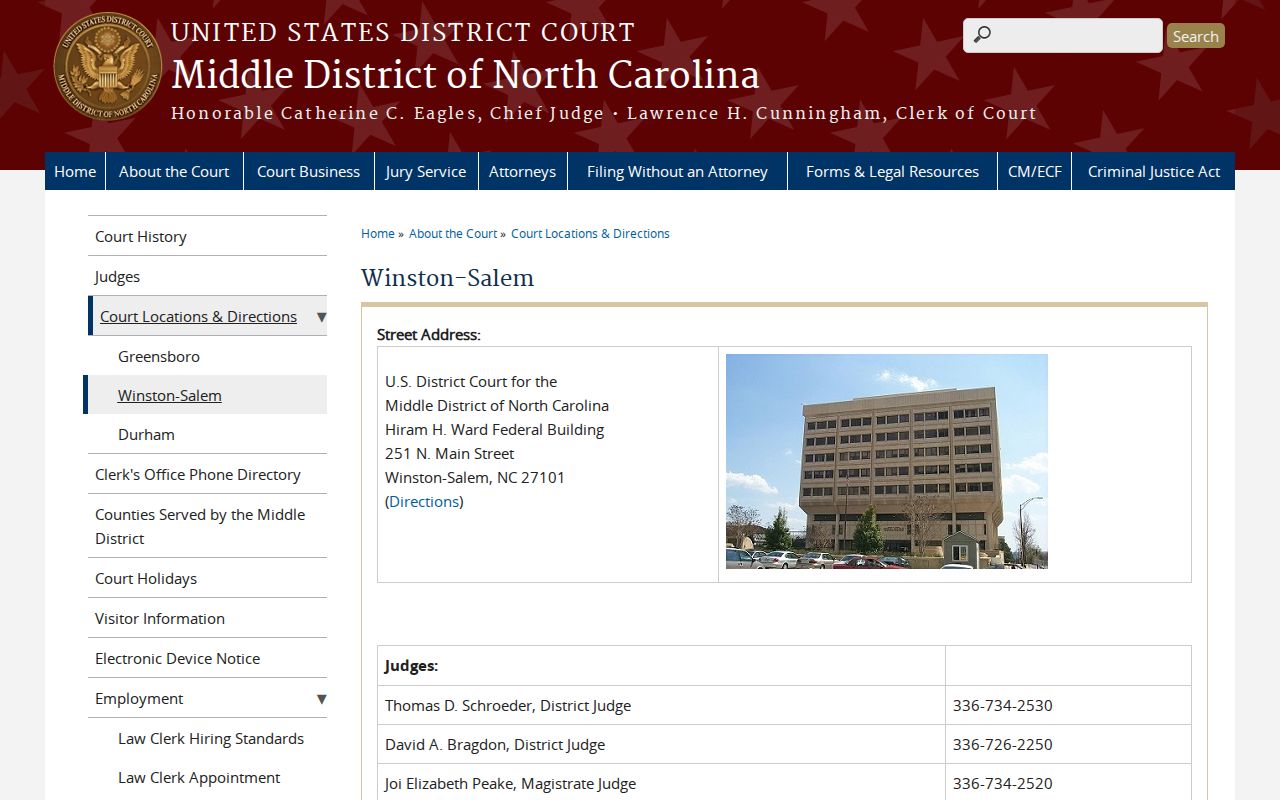 Yadkin County case search federal court location reference