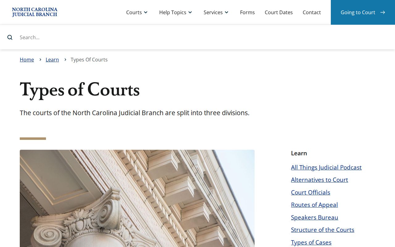 Yadkin County case search North Carolina court hierarchy