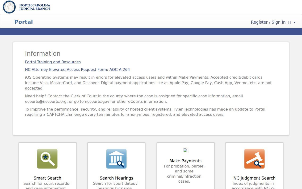 Yadkin County case search eCourts Portal interface