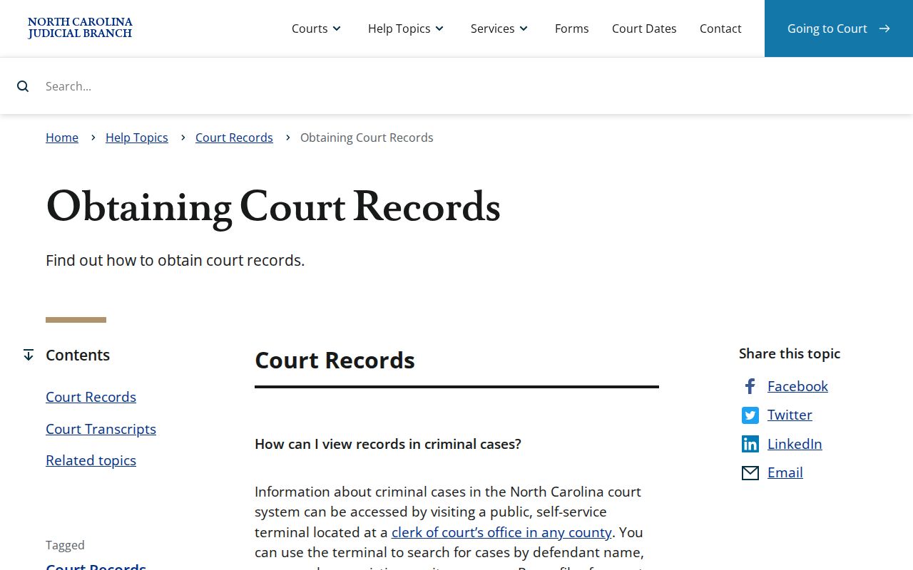 Yadkin County court records official obtaining records page