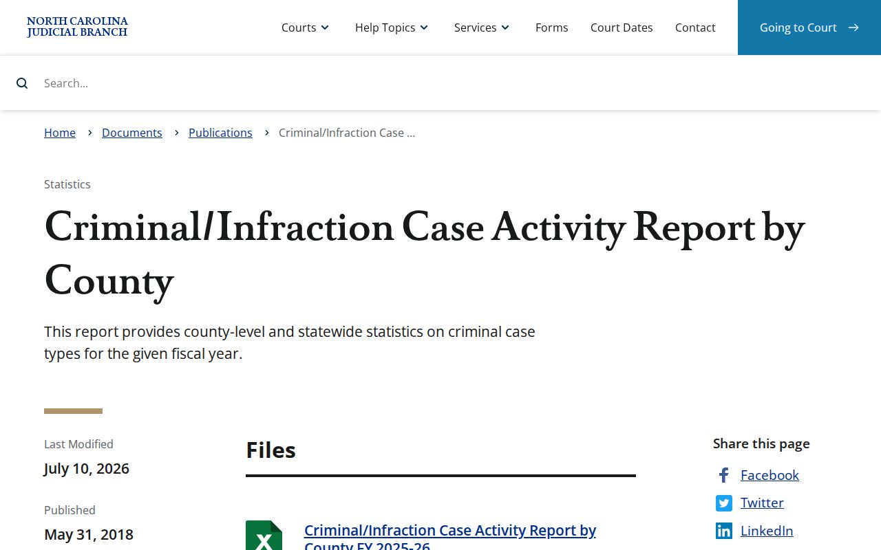 Yadkin criminal court records county criminal and infraction activity report