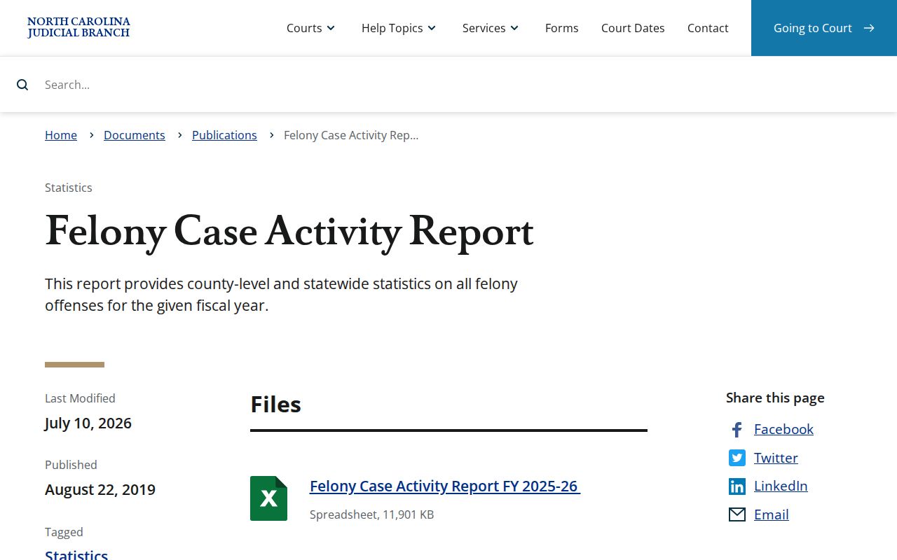 Yadkin criminal court records felony case activity report source