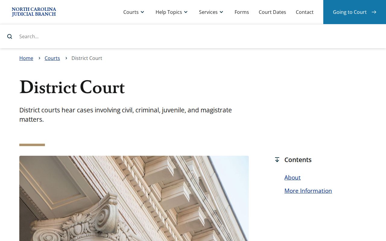 Yadkin criminal court records reference from the North Carolina District Court page