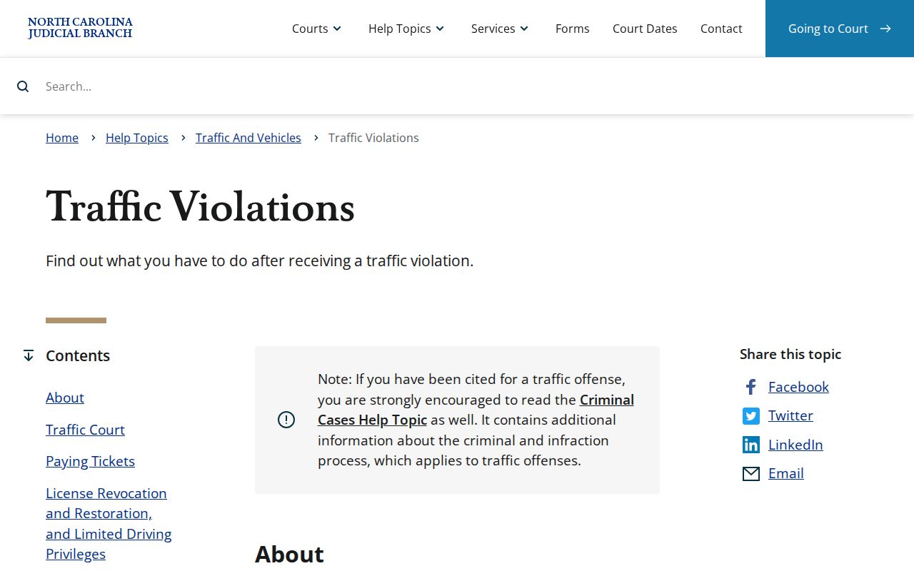 Yadkin traffic court records official North Carolina traffic violations guidance